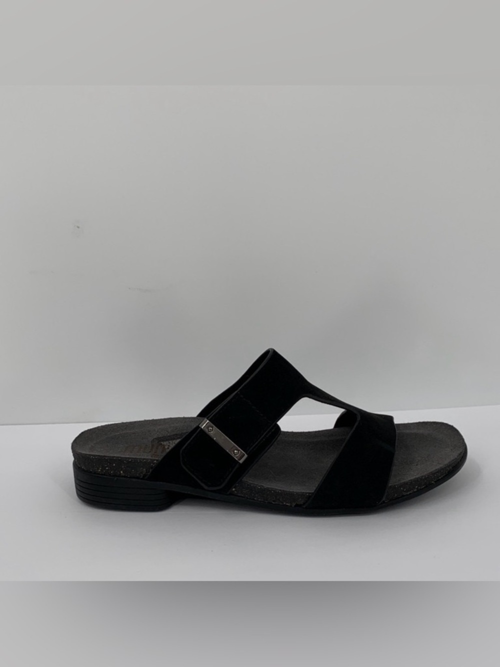 Munro Jody slide sandal t-strap comfort double strap black suede shoe new 8 WIDE